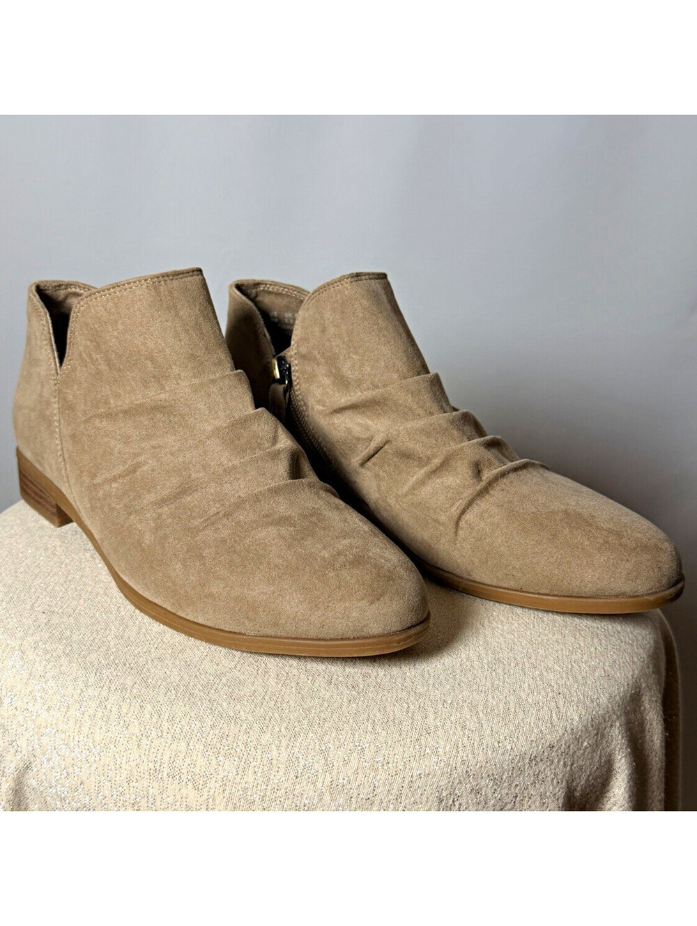 Dr. Scholl’s Women’s Beige Ankle Bootie Side Zip Almond Toe US 9 M